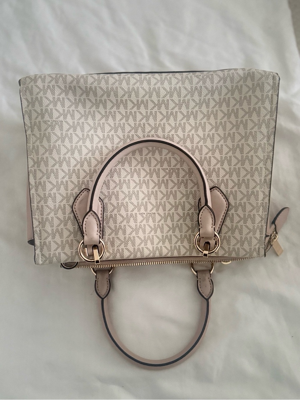 Michael Kors Beige and Pale Pink Signature Satchel - Picture 5 of 7